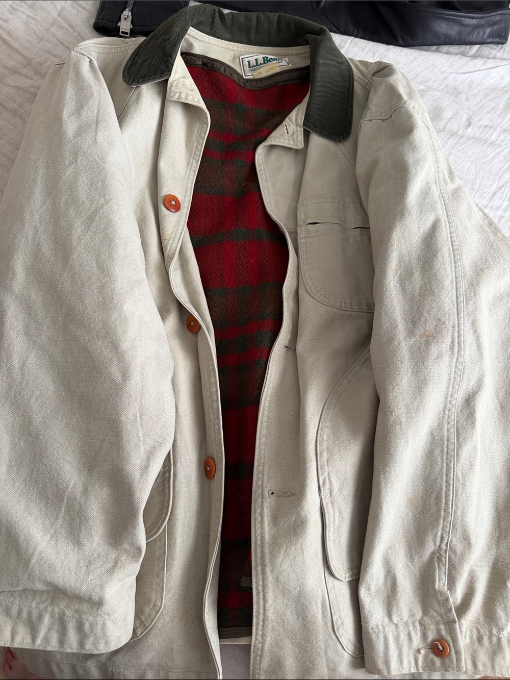 Vintage L.L. Bean Barn Coat with Corduroy Collar made in USA size L